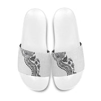 Hawaiian Kakau Tribal Sea Animals Tattoos Slide Sandals White Color LT03 White - Polynesian Pride