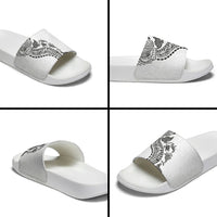 Hawaiian Kakau Tribal Sea Animals Tattoos Slide Sandals White Color LT03 - Polynesian Pride