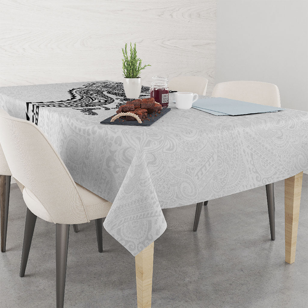 Hawaiian Kakau Tribal Sea Animals Tattoos Tablecloth White Color