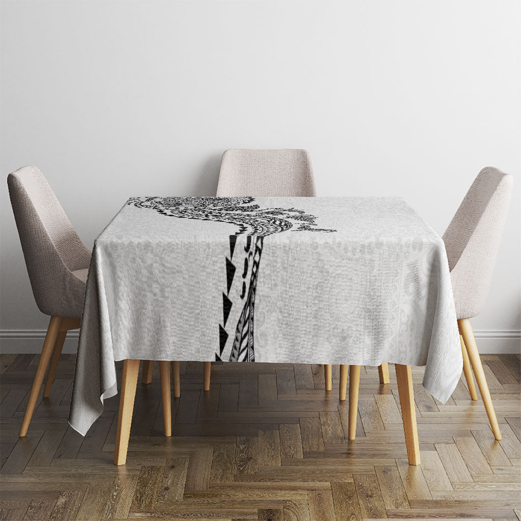 Hawaiian Kakau Tribal Sea Animals Tattoos Tablecloth White Color