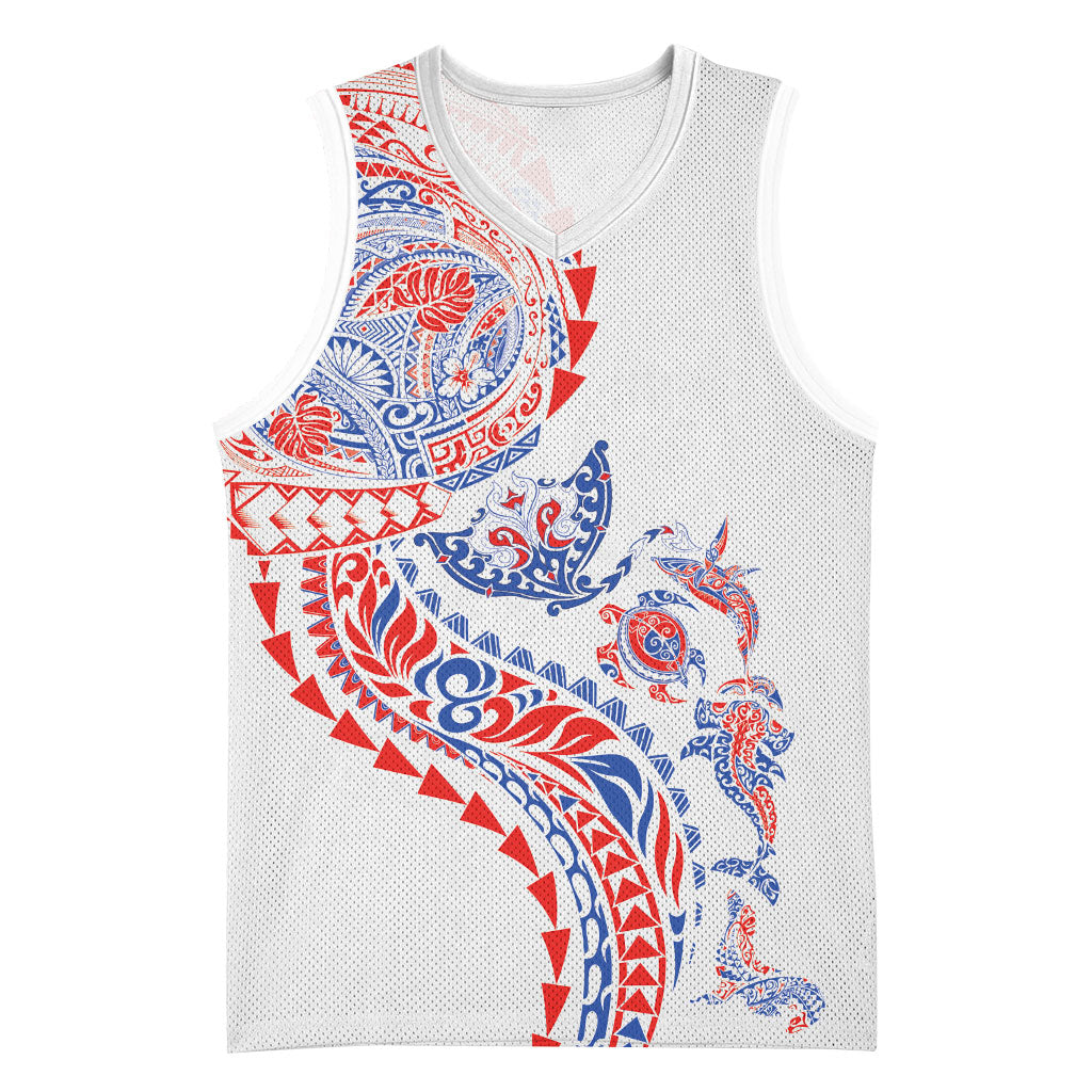 Hawaiian Kakau Tribal Sea Animals Tattoos Basketball Jersey Hawaii Flag Color Inspired LT03 Unisex Multicolor - Polynesian Pride