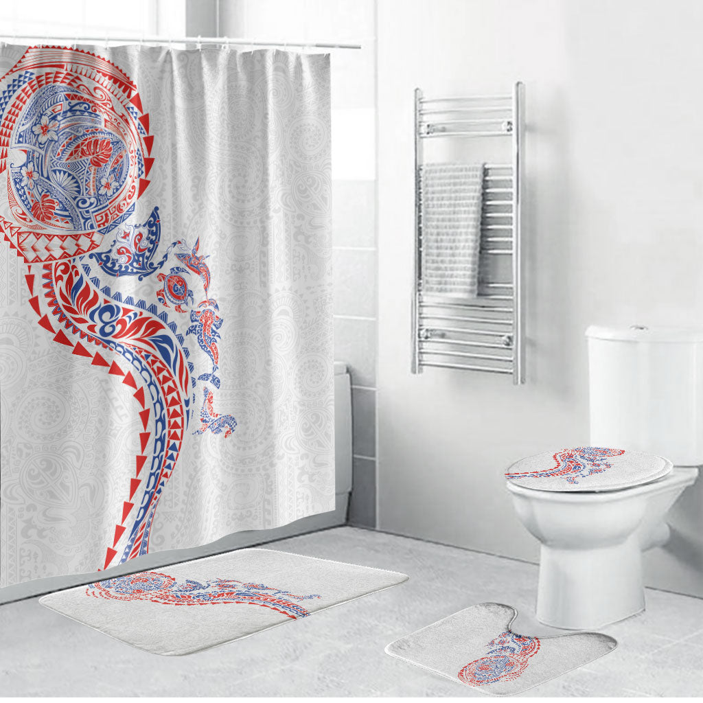 Hawaiian Kakau Tribal Sea Animals Tattoos Bathroom Set Hawaii Flag Color Inspired