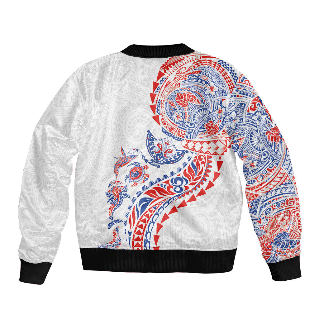 Hawaiian Kakau Tribal Sea Animals Tattoos Bomber Jacket Hawaii Flag Color Inspired LT03 - Polynesian Pride