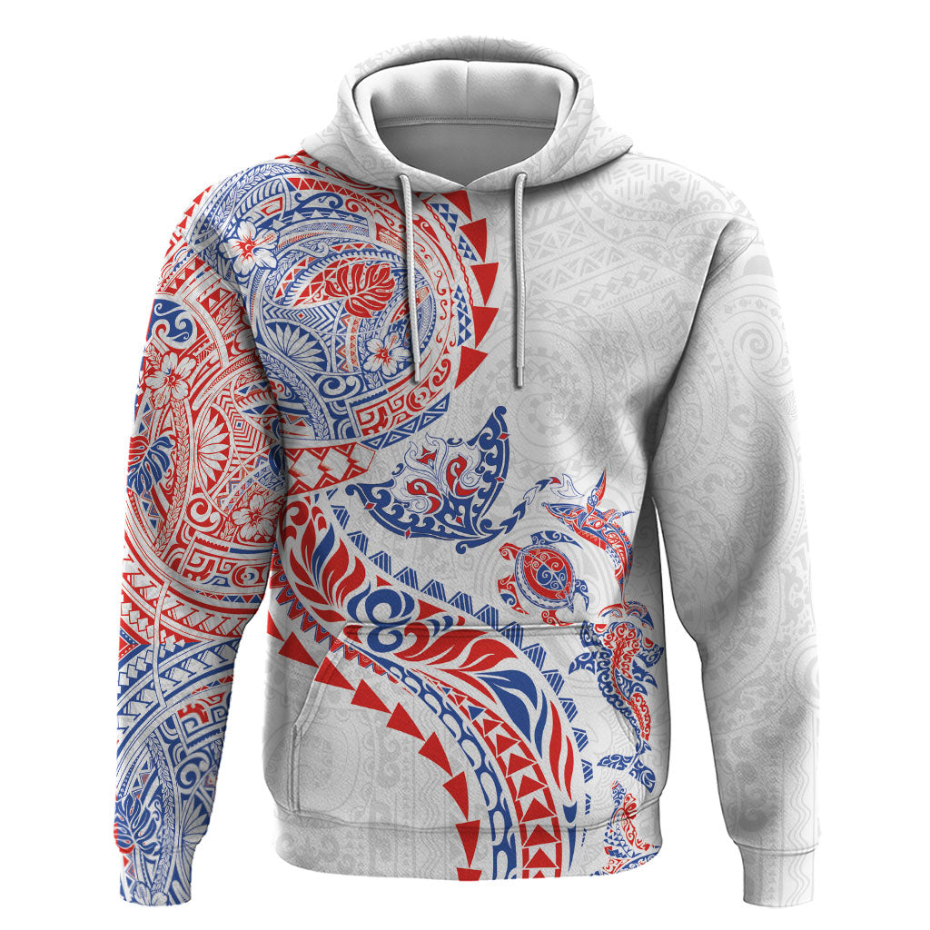 Hawaiian Kakau Tribal Sea Animals Tattoos Hoodie Hawaii Flag Color Inspired LT03 Pullover Hoodie Multicolor - Polynesian Pride