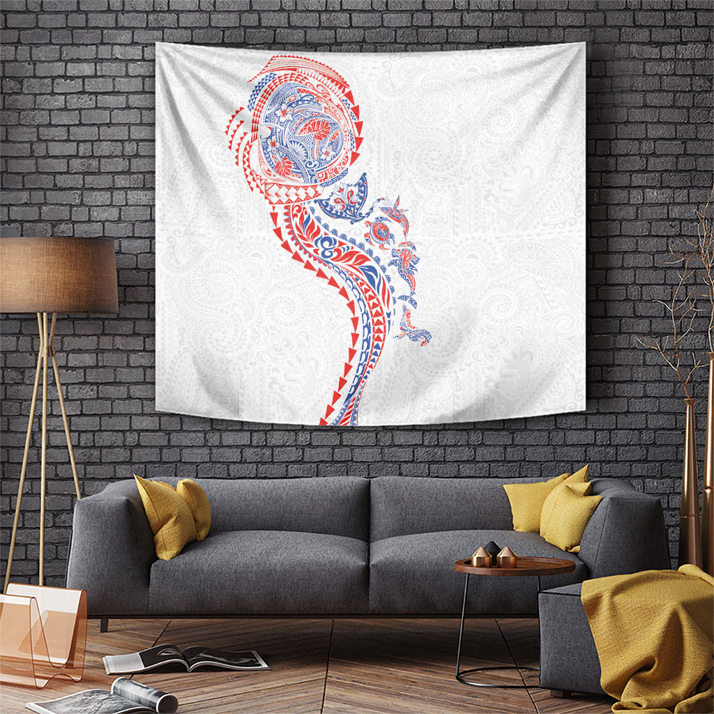 Hawaiian Kakau Tribal Sea Animals Tattoos Tapestry Hawaii Flag Color Inspired LT03 Multicolor - Polynesian Pride