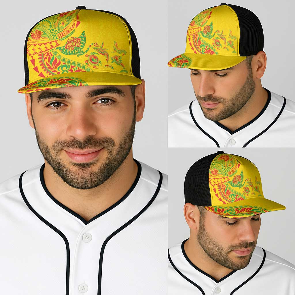 Hawaiian Kakau Tribal Sea Animals Tattoos Baseball Net Cap Kanaka Maoli Flag Color Inspired LT03 - Polynesian Pride