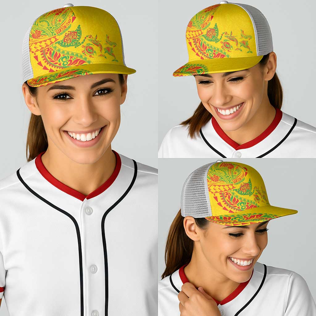 Hawaiian Kakau Tribal Sea Animals Tattoos Baseball Net Cap Kanaka Maoli Flag Color Inspired LT03 - Polynesian Pride