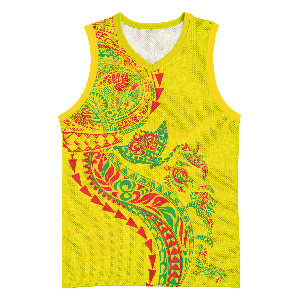 Hawaiian Kakau Tribal Sea Animals Tattoos Basketball Jersey Kanaka Maoli Flag Color Inspired