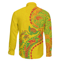 Hawaiian Kakau Tribal Sea Animals Tattoos Family Matching Long Sleeve Bodycon Dress and Hawaiian Shirt Kanaka Maoli Flag Color Inspired LT03 - Polynesian Pride