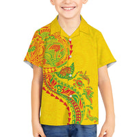 Hawaiian Kakau Tribal Sea Animals Tattoos Family Matching Long Sleeve Bodycon Dress and Hawaiian Shirt Kanaka Maoli Flag Color Inspired LT03 Son's Shirt Multicolor - Polynesian Pride