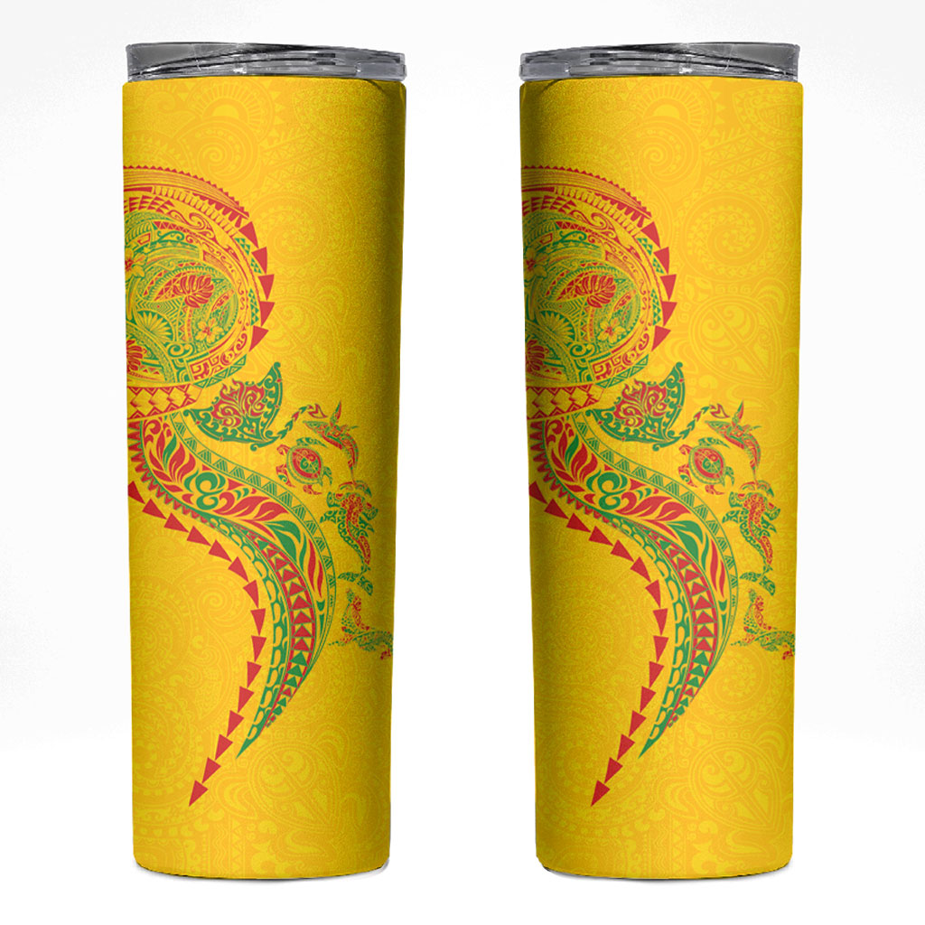 Hawaiian Kakau Tribal Sea Animals Tattoos Skinny Tumbler Kanaka Maoli Flag Color Inspired LT03 Multicolor - Polynesian Pride