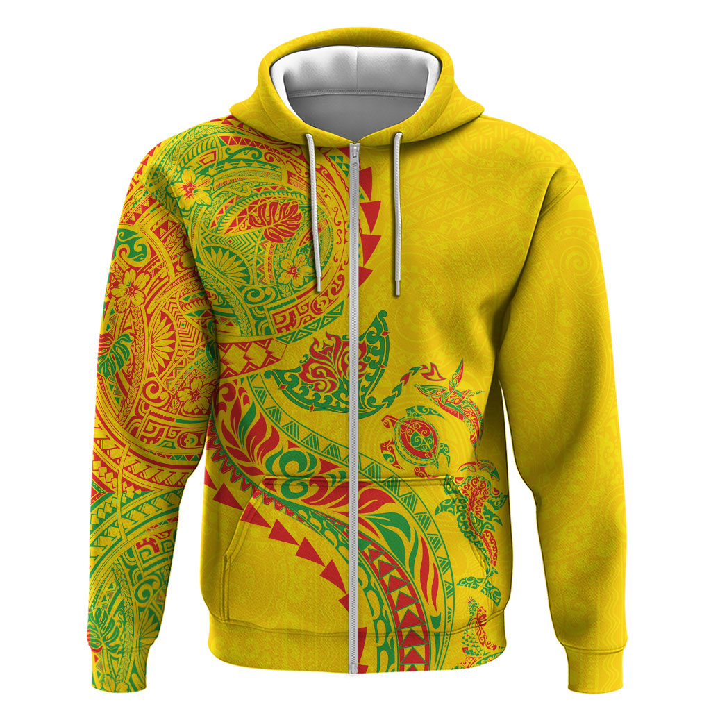Hawaiian Kakau Tribal Sea Animals Tattoos Zip Hoodie Kanaka Maoli Flag Color Inspired LT03 Zip Hoodie Multicolor - Polynesian Pride