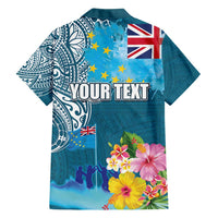 Personalised Tuvalu Independence Day Family Matching Long Sleeve Bodycon Dress and Hawaiian Shirt Tuvaluan Tribal Flag Style LT03 - Polynesian Pride