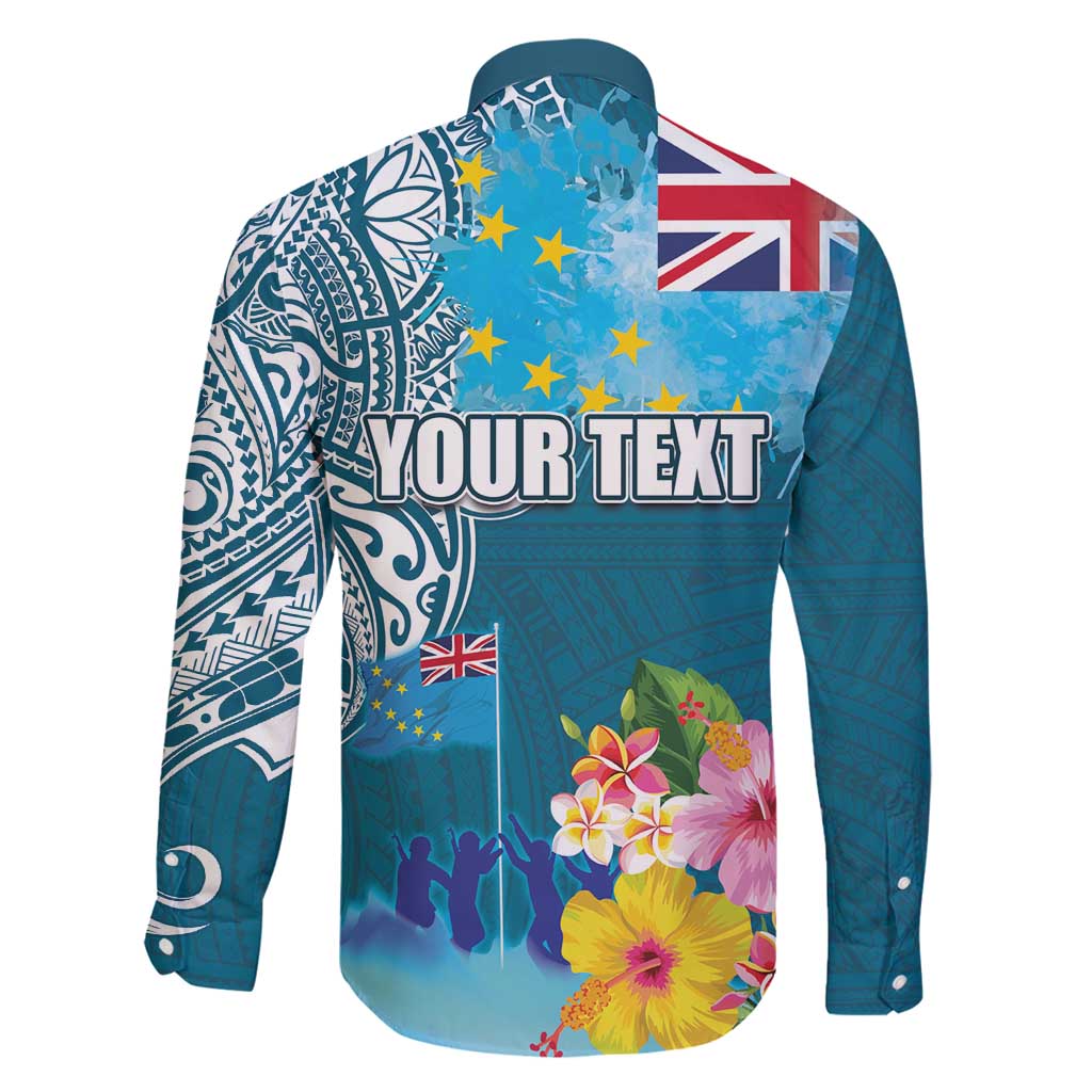 Personalised Tuvalu Independence Day Family Matching Long Sleeve Bodycon Dress and Hawaiian Shirt Tuvaluan Tribal Flag Style LT03 - Polynesian Pride