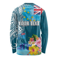 Personalised Tuvalu Independence Day Long Sleeve Shirt Tuvaluan Tribal Flag Style LT03 - Polynesian Pride