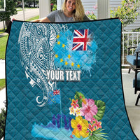 Personalised Tuvalu Independence Day Quilt Tuvaluan Tribal Flag Style LT03 Turquoise - Polynesian Pride
