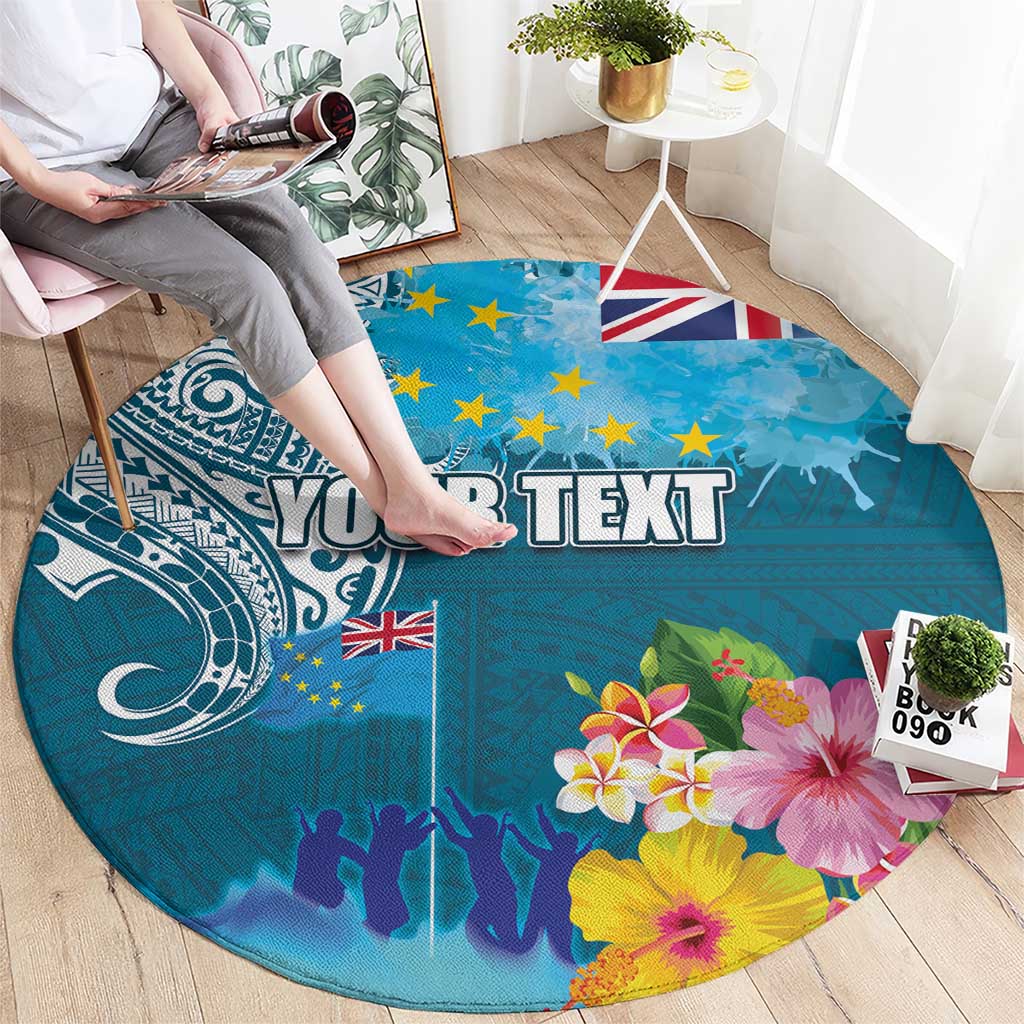 Personalised Tuvalu Independence Day Round Carpet Tuvaluan Tribal Flag Style LT03 - Polynesian Pride
