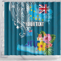 Personalised Tuvalu Independence Day Shower Curtain Tuvaluan Tribal Flag Style LT03 - Polynesian Pride