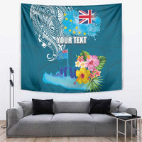 Personalised Tuvalu Independence Day Tapestry Tuvaluan Tribal Flag Style LT03 Turquoise - Polynesian Pride