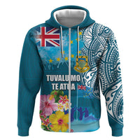 Personalised Tuvalu Independence Day Zip Hoodie Tuvaluan Tribal Flag Style LT03 Zip Hoodie Turquoise - Polynesian Pride