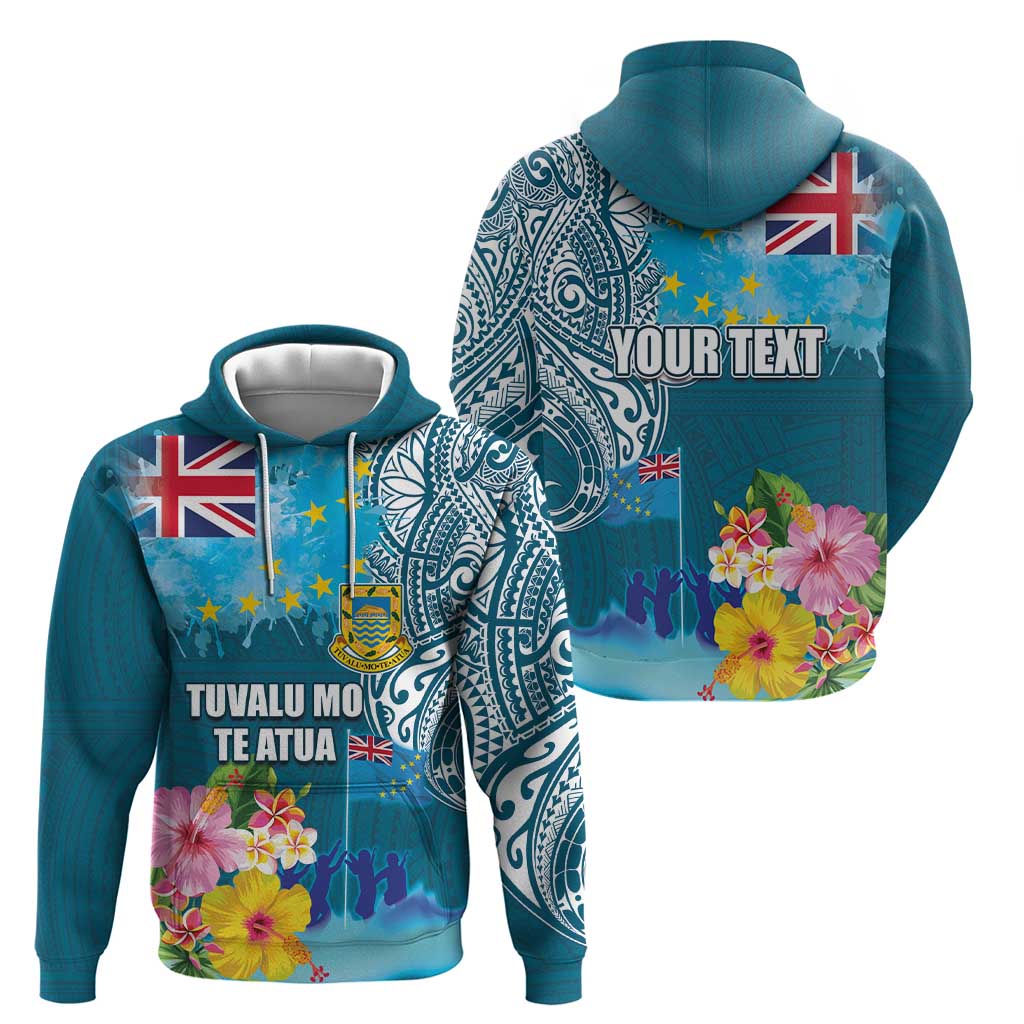 Personalised Tuvalu Independence Day Zip Hoodie Tuvaluan Tribal Flag Style LT03 - Polynesian Pride