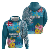 Personalised Tuvalu Independence Day Zip Hoodie Tuvaluan Tribal Flag Style LT03 - Polynesian Pride