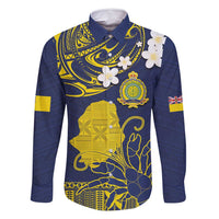 Niue Independence Day Family Matching Long Sleeve Bodycon Dress and Hawaiian Shirt Hiapo Pattern Fiti Pua and Uga LT03 Dad's Shirt - Long Sleeve Yellow - Polynesian Pride