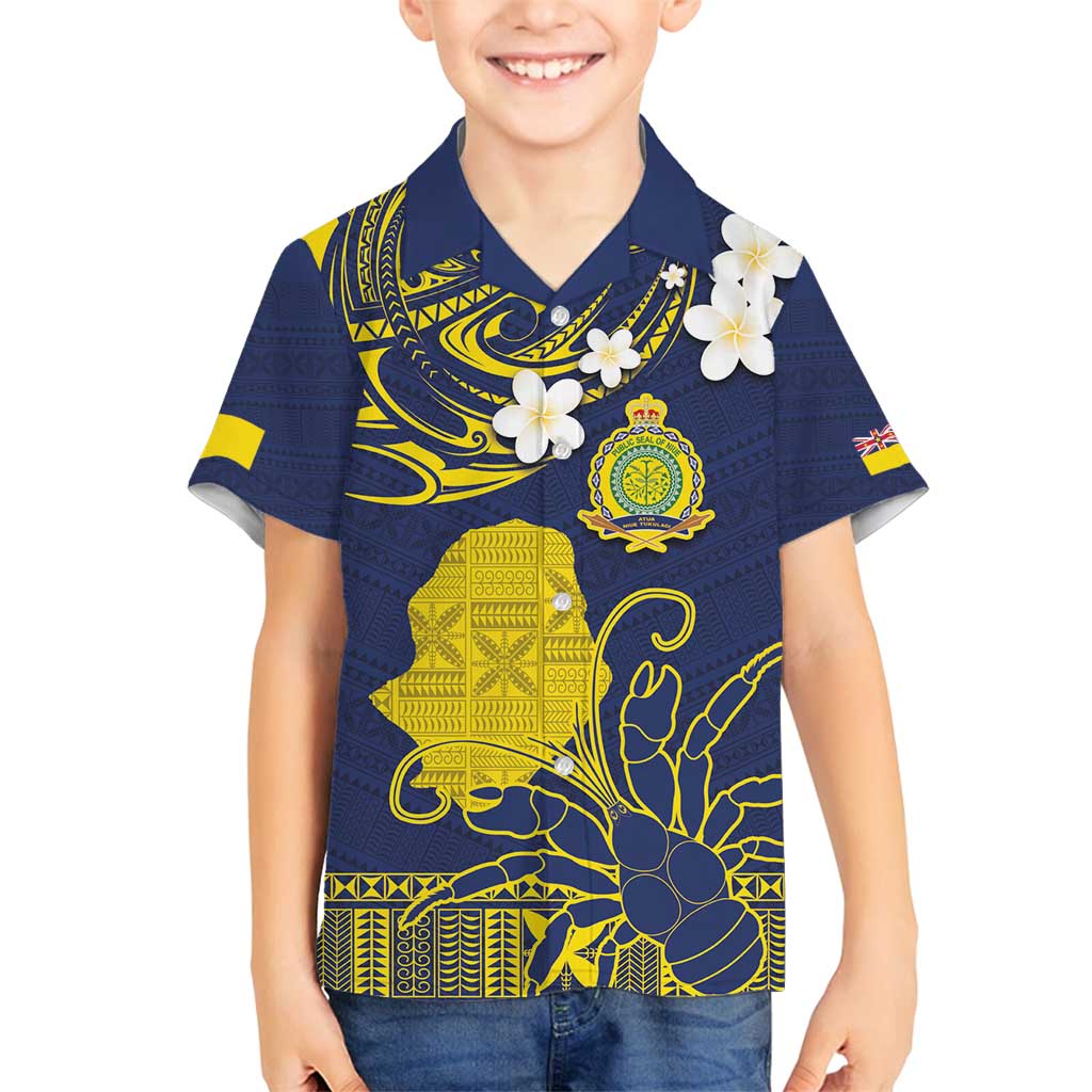 Niue Independence Day Family Matching Long Sleeve Bodycon Dress and Hawaiian Shirt Hiapo Pattern Fiti Pua and Uga LT03 Son's Shirt Yellow - Polynesian Pride