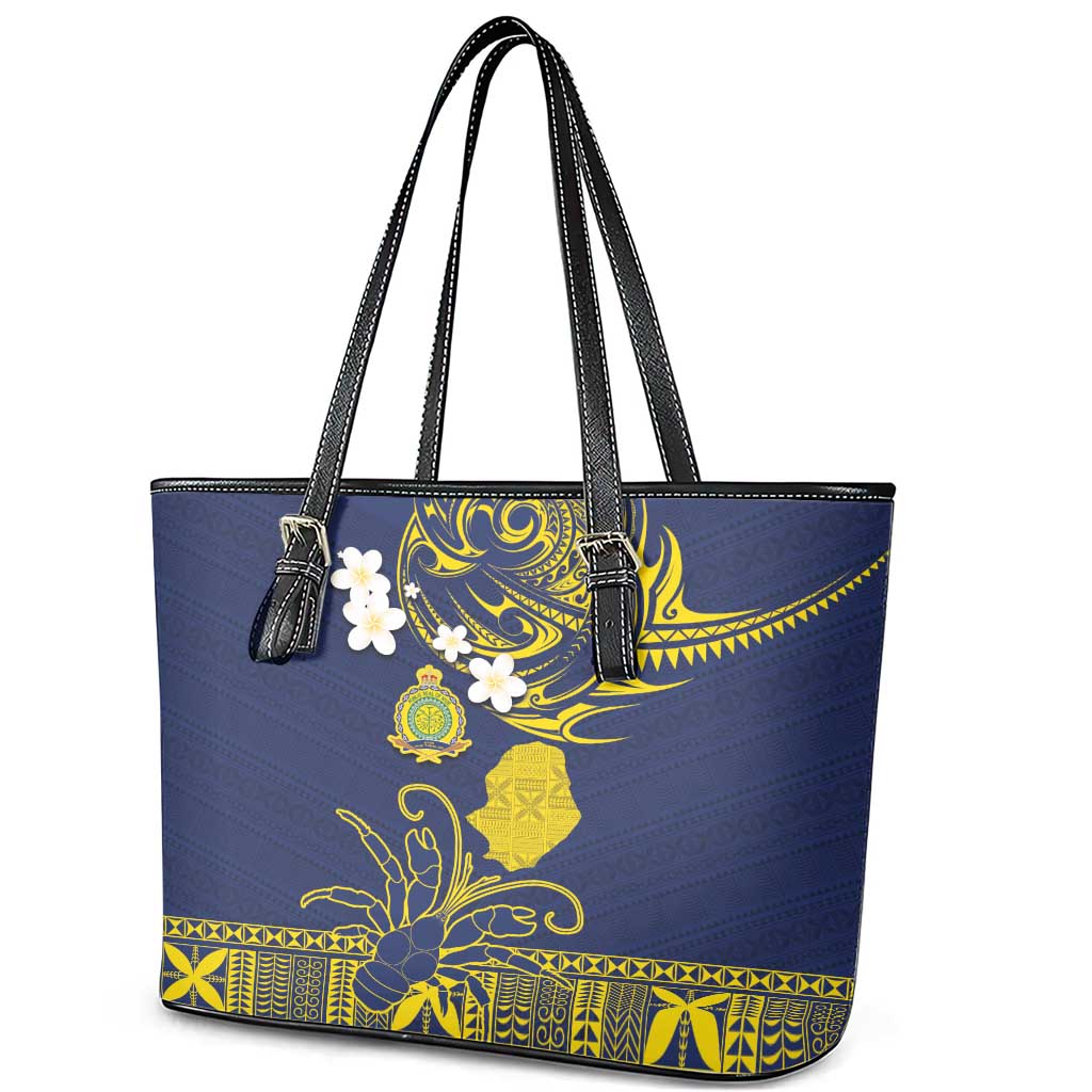 Niue Independence Day Leather Tote Bag Hiapo Pattern Fiti Pua and Uga