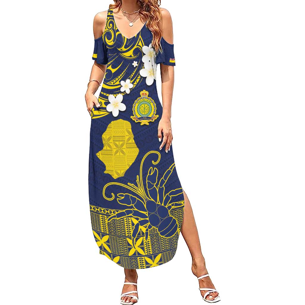 Niue Independence Day Summer Maxi Dress Hiapo Pattern Fiti Pua and Uga LT03 Women Yellow - Polynesian Pride