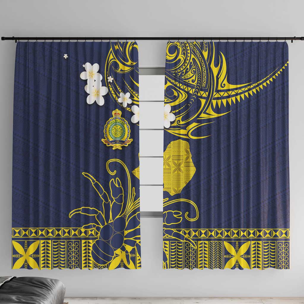 Niue Independence Day Window Curtain Hiapo Pattern Fiti Pua and Uga LT03 With Hooks Yellow - Polynesian Pride