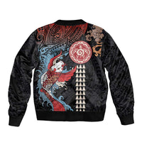 Hawaii and Japanese Together Bomber Jacket Koi Fish and Kakau Pattern LT03 - Polynesian Pride