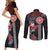 Hawaii and Japanese Together Couples Matching Short Sleeve Bodycon Dress and Long Sleeve Button Shirt Koi Fish and Kakau Pattern