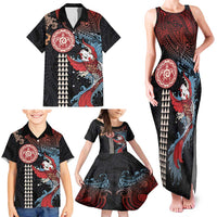 Hawaii and Japanese Together Family Matching Tank Maxi Dress and Hawaiian Shirt Koi Fish and Kakau Pattern LT03 - Polynesian Pride