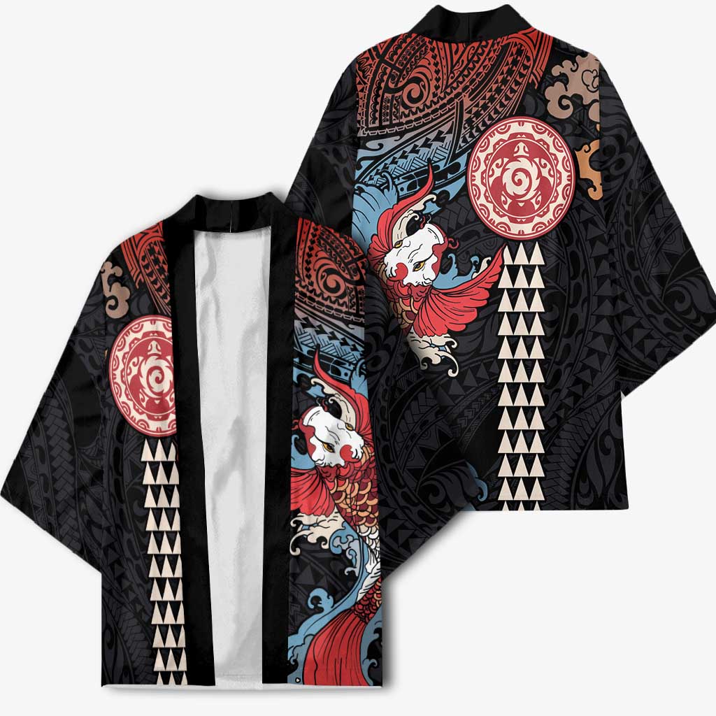 Hawaii and Japanese Together Kimono Koi Fish and Kakau Pattern - Polynesian Pride