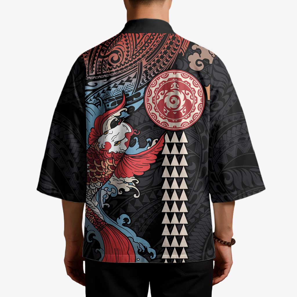 Hawaii and Japanese Together Kimono Koi Fish and Kakau Pattern - Polynesian Pride