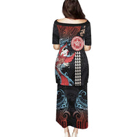 Hawaii and Japanese Together Puletasi Koi Fish and Kakau Pattern