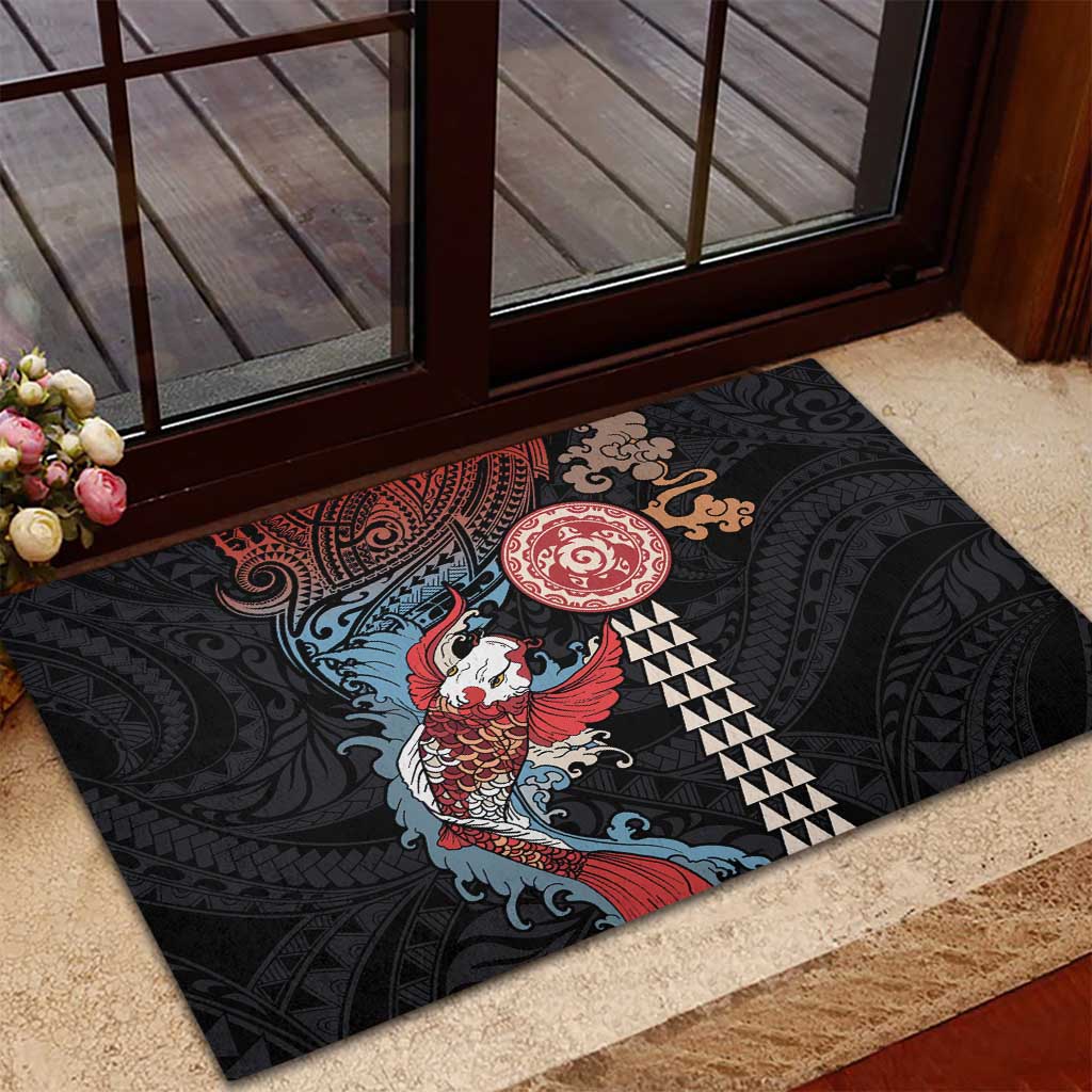Hawaii and Japanese Together Rubber Doormat Koi Fish and Kakau Pattern LT03 - Polynesian Pride