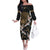 Hawaii and Japanese Together Family Matching Off The Shoulder Long Sleeve Dress and Hawaiian Shirt Cranes Birds with Kakau Pattern