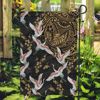 Hawaii and Japanese Together Garden Flag Cranes Birds with Kakau Pattern