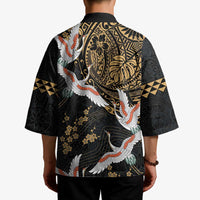 Hawaii and Japanese Together Kimono Cranes Birds with Kakau Pattern - Polynesian Pride