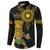 Hawaii and Philippines Together Button Sweatshirt Warrior Tiki Mask and Filipino Sun Polynesian Style