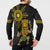 Hawaii and Philippines Together Button Sweatshirt Warrior Tiki Mask and Filipino Sun Polynesian Style