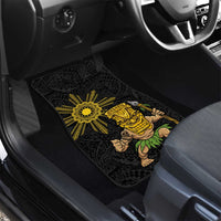 Hawaii and Philippines Together Car Mats Warrior Tiki Mask and Filipino Sun Polynesian Style