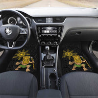 Hawaii and Philippines Together Car Mats Warrior Tiki Mask and Filipino Sun Polynesian Style