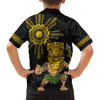 Hawaii and Philippines Together Family Matching Off Shoulder Short Dress and Hawaiian Shirt Warrior Tiki Mask and Filipino Sun Polynesian Style LT03 - Polynesian Pride