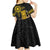 Hawaii and Philippines Together Kid Short Sleeve Dress Warrior Tiki Mask and Filipino Sun Polynesian Style