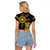 Hawaii and Philippines Together Raglan Cropped T Shirt Warrior Tiki Mask and Filipino Sun Polynesian Style