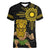 Hawaii and Philippines Together Women V-Neck T-Shirt Warrior Tiki Mask and Filipino Sun Polynesian Style