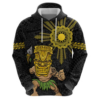 Hawaii and Philippines Together Zip Hoodie Warrior Tiki Mask and Filipino Sun Polynesian Style